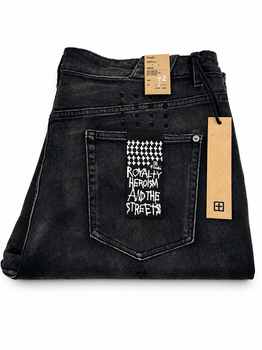 Ksubi Chitch Carbon Black folded jeans with size 42 tag