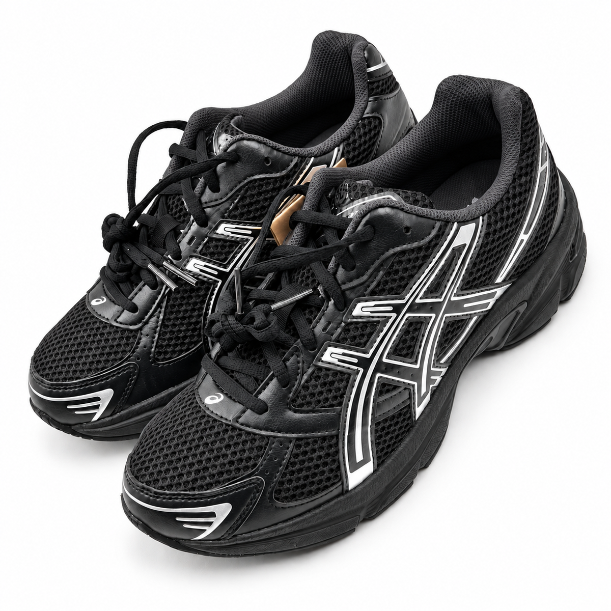 ASICS GEL-1130 Black/Pure Silver — Angled pair