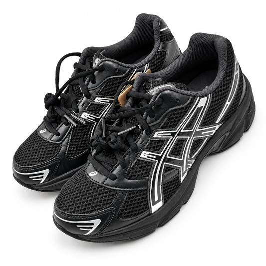 ASICS GEL-1130 Black/Pure Silver — Angled pair